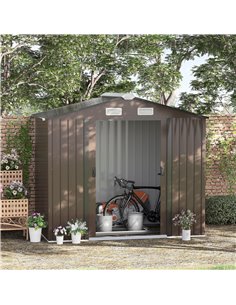 Outsunny 7ft x 4ft Lockable Garden Metal Storage Shed, Brown 845-030V00BN 2