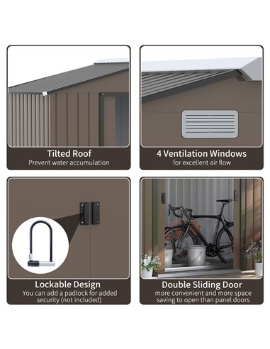 Outsunny 7ft x 4ft Lockable Garden Metal Storage Shed Large Patio Roofed Tool Storage Building Foundation Sheds Box Outdoor Furn