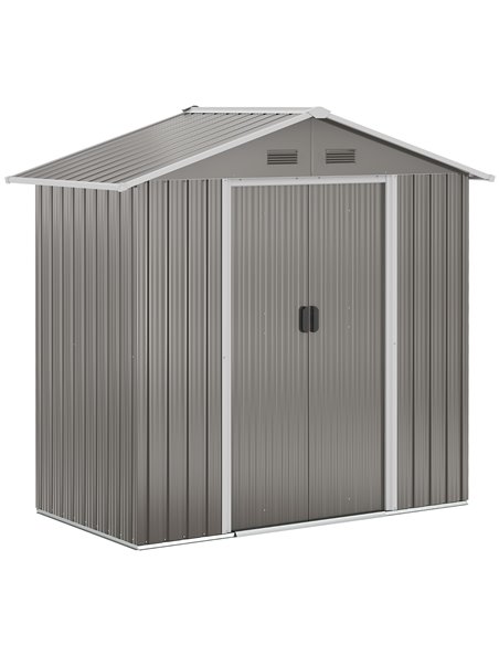 Outsunny 6.5ft x 3.5ft Metal Garden Storage Shed, Grey 845-425GY - pic 40080 | FastDaddyshop