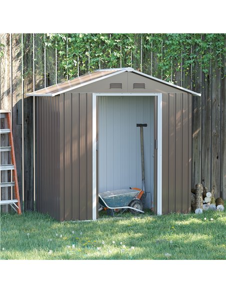 Outsunny 6.5ft x 3.5ft Metal Garden Storage Shed, Grey 845-425GY - pic 40081 | FastDaddyshop