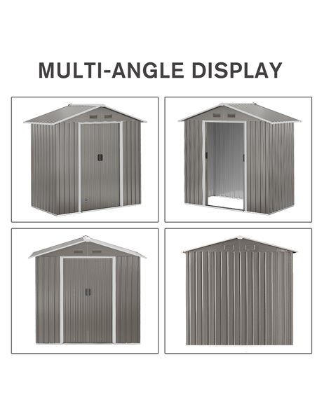 Outsunny 6.5ft x 3.5ft Metal Garden Storage Shed for Outdoor Tool Storage with Double Sliding Doors and 4 Vents, Grey 845-425GY - pic 40083 | FastDaddyshop