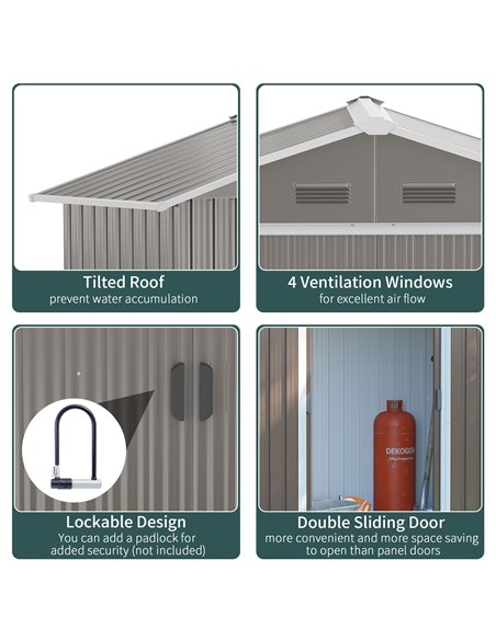 Outsunny 6.5ft x 3.5ft Metal Garden Storage Shed for Outdoor Tool Storage with Double Sliding Doors and 4 Vents, Grey 845-425GY - pic 40085 | FastDaddyshop