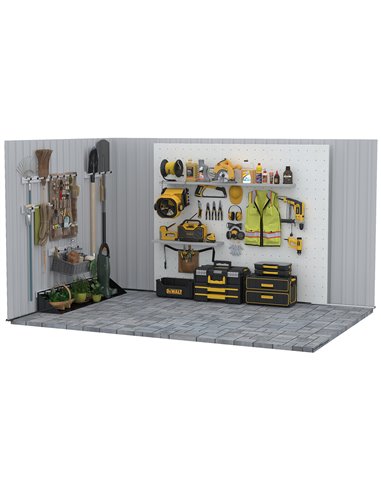 Outsunny 6.5ft x 3.5ft Metal Garden Storage Shed for Outdoor Tool Storage with Double Sliding Doors and 4 Vents, Grey 845-425GY