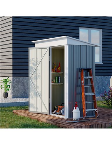 Outsunny Outdoor Metal Garden Shed, 161w x 95d x 163-181h cm, Grey 845-840V01GY