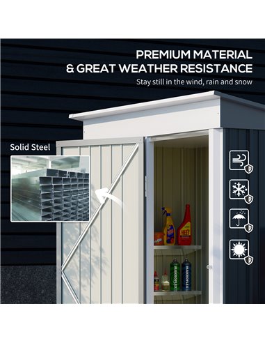 Outsunny Metal Garden Shed, Outdoor Lean-to Shed for Tool Motor Bike, with Adjustable Shelf, Lock, Gloves, 5'x3'x6', Grey 845-84
