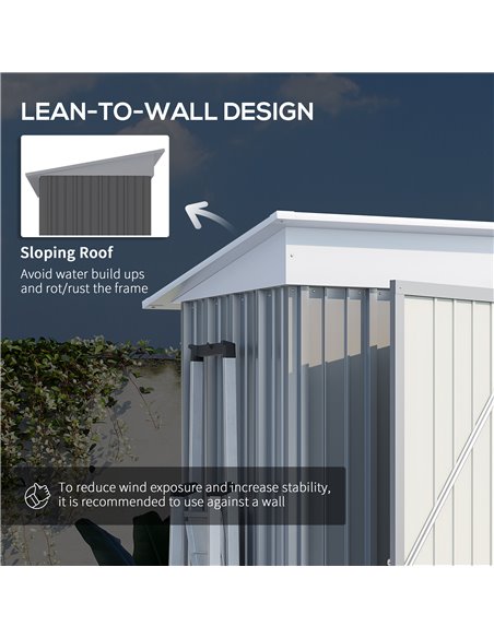 Outsunny Metal Garden Shed, Outdoor Lean-to Shed for Tool Motor Bike, with Adjustable Shelf, Lock, Gloves, 5'x3'x6', Grey 845-84 - pic 40121 | FastDaddyshop
