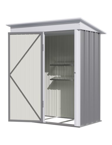 Outsunny Metal Garden Shed, Outdoor Lean-to Shed for Tool Motor Bike, with Adjustable Shelf, Lock, Gloves, 5'x3'x6', Grey 845-84