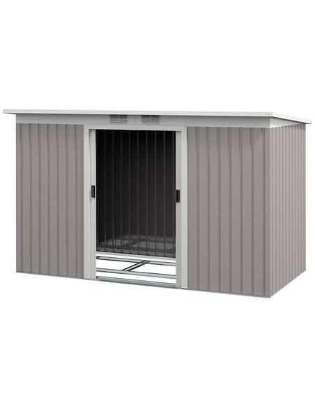 Outsunny 9x 4FT Corrugated Garden Metal Storage Shed, Light Grey 845-032LG - pic 40125 | FastDaddyshop