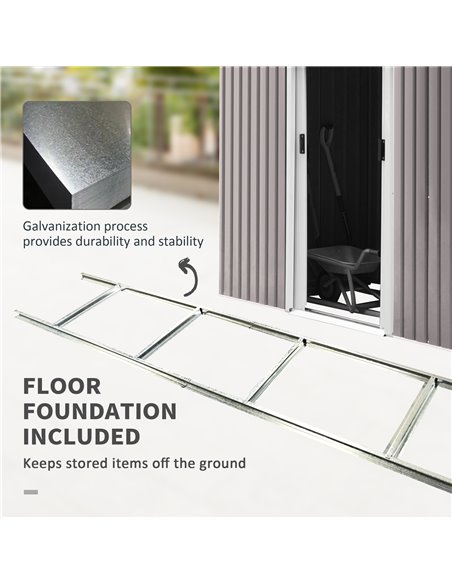 Outsunny Corrugated Garden Metal Storage Shed Outdoor Equipment Tool Box with Kit Ventilation Doors 9x 4FT Light Grey 845-032LG - pic 40130 | FastDaddyshop