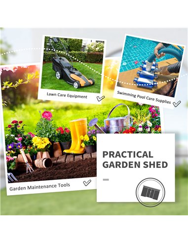 Outsunny Corrugated Garden Metal Storage Shed Outdoor Equipment Tool Box with Kit Ventilation Doors 9x 4FT Light Grey 845-032LG