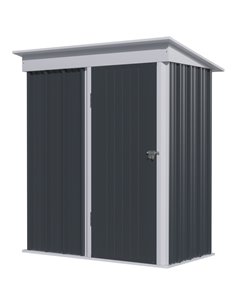 Outsunny Metal Garden Outdoor Lean-to Shed for Tool, Dark Grey 845-840V01CG