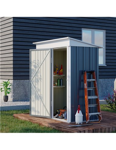 Outsunny Metal Garden Outdoor Lean-to Shed for Tool, Dark Grey 845-840V01CG