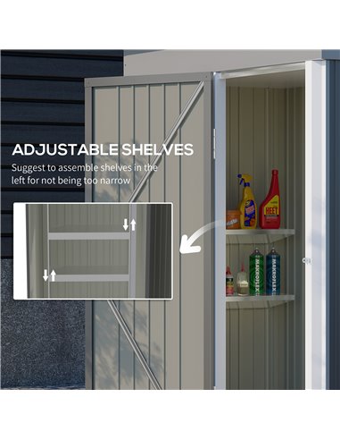 Outsunny Metal Garden Shed, Outdoor Lean-to Shed for Tool Motor Bike, with Adjustable Shelf, Lock, Gloves, 5'x3'x6',  Dark Grey 