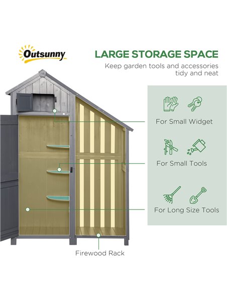 Outsunny Garden Outdoor Storage Shed Outdoor Tool Shed with 3 Shelves and Tilt Roof, 129x51.5x180cm, Grey 845-336V03 - pic 40146 | FastDaddyshop