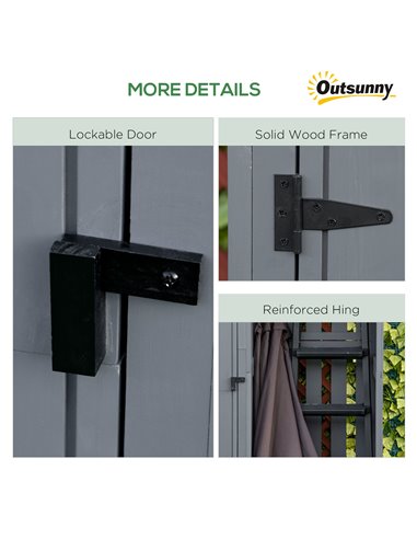 Outsunny Garden Outdoor Storage Shed Outdoor Tool Shed with 3 Shelves and Tilt Roof, 129x51.5x180cm, Grey 845-336V03