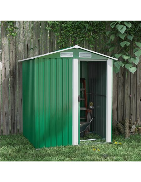 Outsunny Garden Metal Tool Storage Shed, 152 x 132 x 188cm, Green 845-291V01GN - pic 40153 | FastDaddyshop