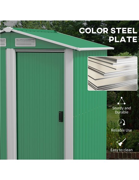 Outsunny Garden Metal Tool Storage Shed, 152 x 132 x 188cm, Green 845-291V01GN - pic 40155 | FastDaddyshop