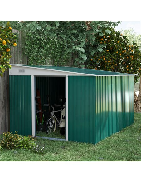 Outsunny Garden Metal Storage Shed, 11.3x9.2ft, Green 845-529V00GN - pic 40162 | FastDaddyshop