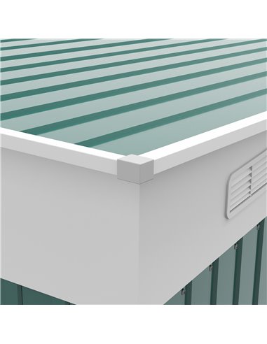 Outsunny Garden Metal Storage Shed Outdoor Metal Tool House with Double Sliding Doors and 2 Air Vents, 11.3x9.2ft, Green 845-529