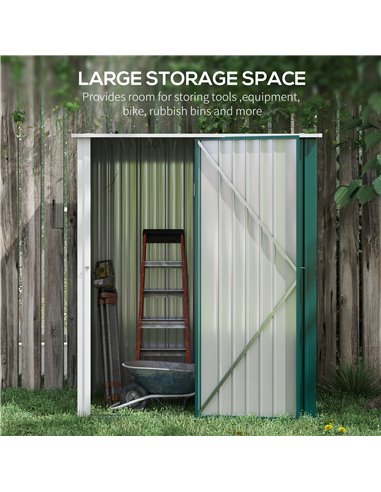 Outsunny Outdoor Garden Metal Storage Shed, 5.3ft x 3.1ft, Green 845-532V00GN