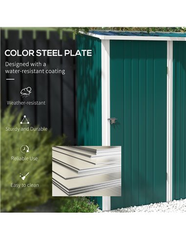 Outsunny Outdoor Storage Shed, Garden Metal Storage Shed w/ Single Door for Garden, Patio, Lawn, 5.3ft x 3.1ft, Green 845-532V00