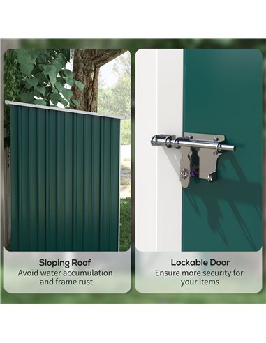 Outsunny Outdoor Storage Shed, Garden Metal Storage Shed w/ Single Door for Garden, Patio, Lawn, 5.3ft x 3.1ft, Green 845-532V00