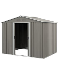Outsunny 8 x 6ft Outdoor Garden Storage Shed, Light Grey 845-429V00GY