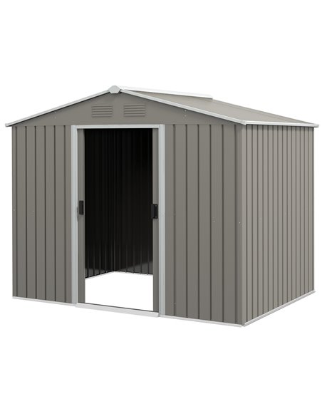 Outsunny 8 x 6ft Outdoor Garden Storage Shed, Light Grey 845-429V00GY - pic 40179 | FastDaddyshop