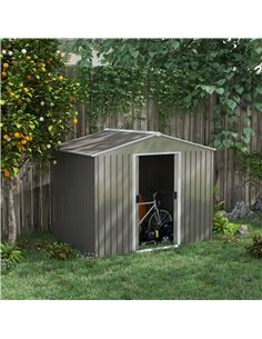 Outsunny 8 x 6ft Outdoor Garden Storage Shed, Light Grey 845-429V00GY 2