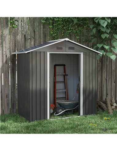 Outsunny 6.5x3.5ft Metal Garden Storage Shed, Dark Grey 845-425V00CG