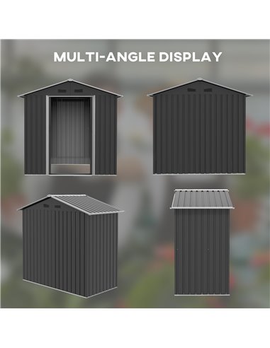 Outsunny 6.5x3.5ft Metal Garden Storage Shed for Outdoor Tool Storage with Double Sliding Doors and 4 Vents, Dark Grey 845-425V0