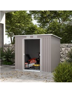 Outsunny Outdoor Garden Metal Equipment Tool Storage Shed, Grey 845-390V00LG 2