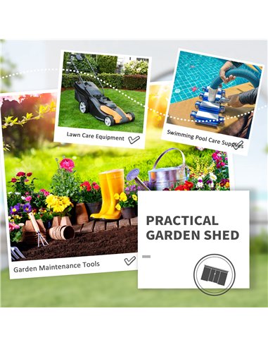 Outsunny Outdoor Garden Metal Equipment Tool Storage Shed w/ Foundation, Double Door, Vents and Sloped Roof, Grey 845-390V00LG