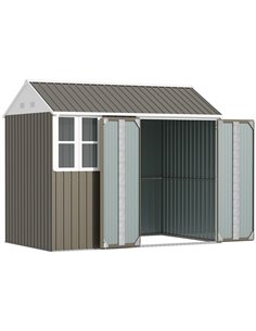 Outsunny 8 x 6 ft Galvanised Garden Shed, Grey 845-331V01GY