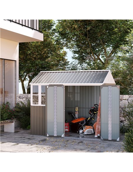 Outsunny 8 x 6 ft Galvanised Garden Shed, Grey 845-331V01GY - pic 40207 | FastDaddyshop
