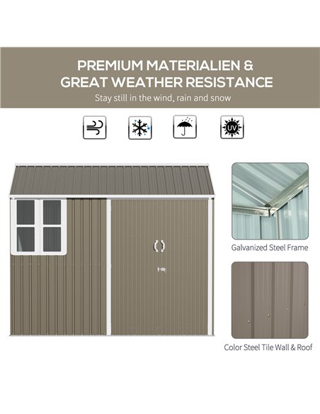 Outsunny 8 x 6 ft Galvanised Garden Shed, Outsoor Metal Storage Shed with Double Doors Window Air Vents for Patio, Lawn, Grey 84 - pic 40209 | FastDaddyshop