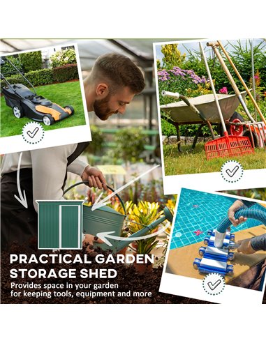 Outsunny 5 x 3ft Garden Storage Shed with Sliding Door and Sloped Roof Outdoor Equipment Tool Garden, Green 845-423V00GN
