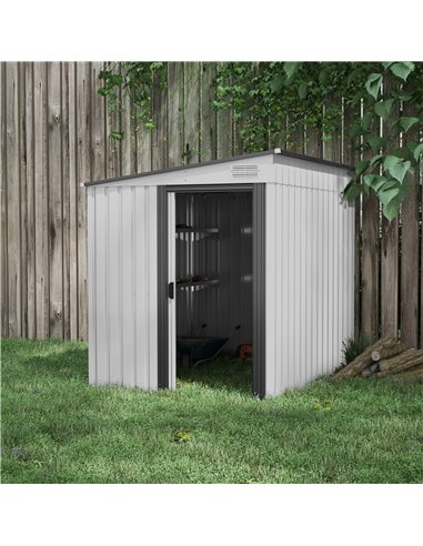 Outsunny 5 x 7FT Galvanised Metal Shed, White 845-983V00WT