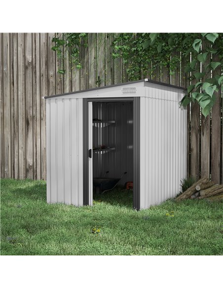 Outsunny 5 x 7FT Galvanised Metal Shed, White 845-983V00WT - pic 40225 | FastDaddyshop