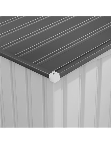Outsunny 5 x 7FT Galvanised Metal Shed with Foundation, Lean to Tool Garden Shed with Sliding Doors and 2 Vents, White 845-983V0