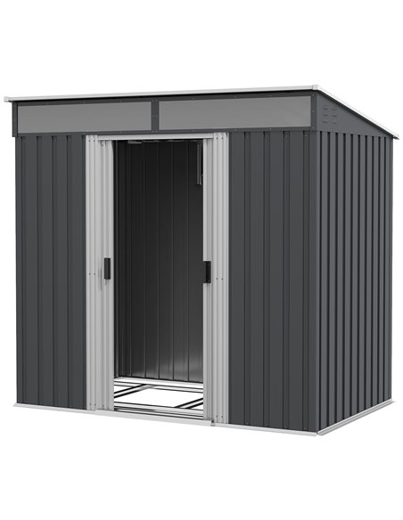 Outsunny 6.5 x 4FT Galvanised Metal Shed, Grey 84H-006V00CG - pic 40233 | FastDaddyshop