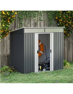 Outsunny 6.5 x 4FT Galvanised Metal Shed, Grey 84H-006V00CG 2