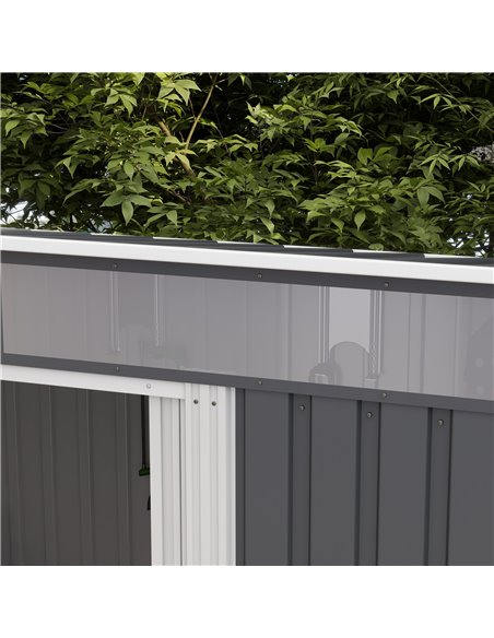 Outsunny 6.5 x 4FT Galvanised Metal Shed with Foundation, Lockable Tool Garden Shed with Double Sliding Doors and 2 Vents, Grey  - pic 40240 | FastDaddyshop