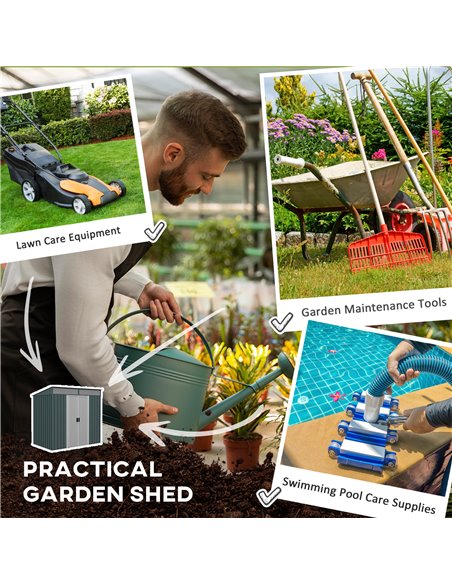 Outsunny 6.5 x 4FT Galvanised Metal Shed, Green 84H-006V00GN - pic 40245 | FastDaddyshop