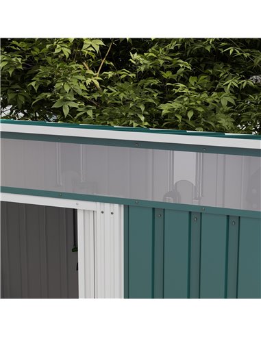 Outsunny 6.5 x 4FT Galvanised Metal Shed with Foundation, Lockable Tool Garden Shed with Double Sliding Doors and 2 Vents, Green