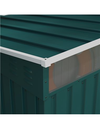 Outsunny 6.5 x 4FT Galvanised Metal Shed with Foundation, Lockable Tool Garden Shed with Double Sliding Doors and 2 Vents, Green