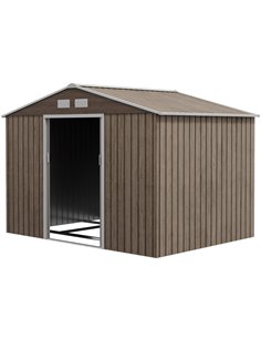 Outsunny 9 x 6ft Garden Metal Storage Shed, Brown 845-031V00LG