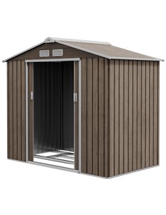 Outsunny 7 x 4ft Metal Garden Storage Shed, Brown 845-030V00LG