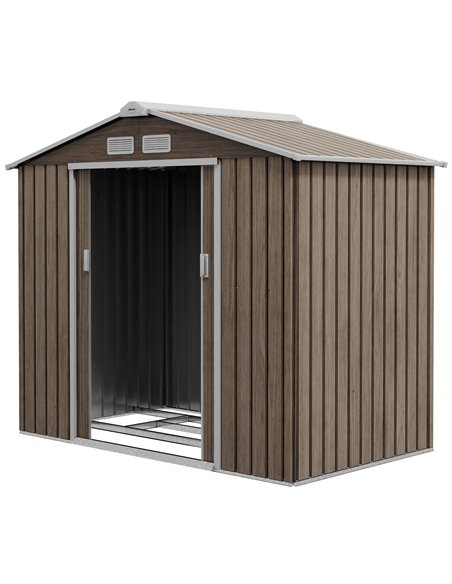 Outsunny 7 x 4ft Metal Garden Storage Shed, Brown 845-030V00LG - pic 40260 | FastDaddyshop