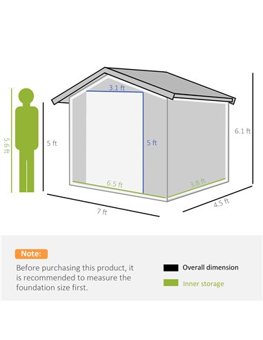 Outsunny 7 x 4ft Metal Garden Storage Shed with Vents, Floor Foundation and Lockable Double Doors, Brown 845-030V00LG
